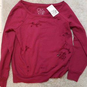 Chaser Brand ripped vintage style sweatshirt